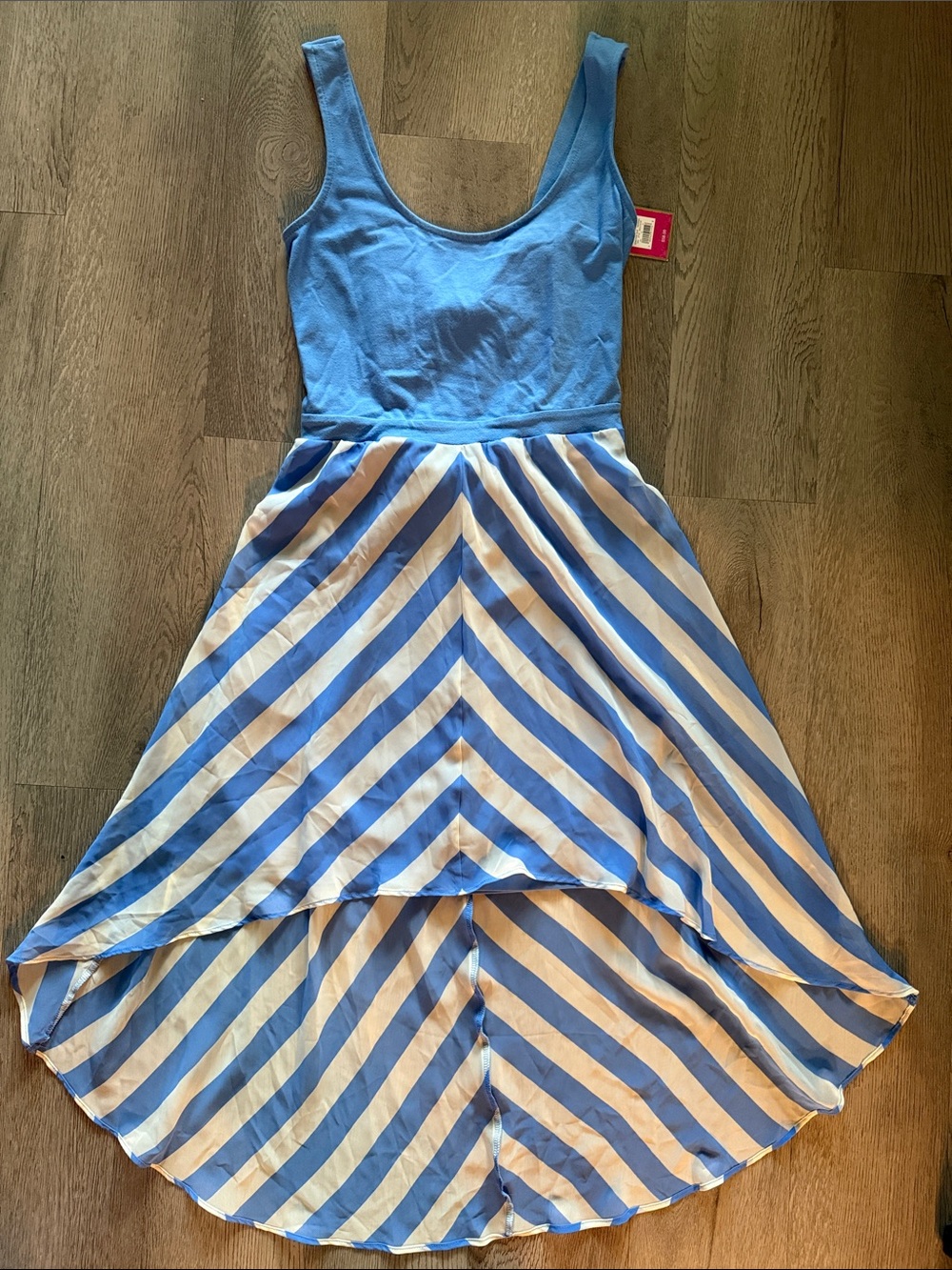Candie's Blue and White Striped High-Low Dress
